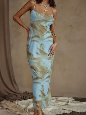 chinese dress ladies Daphne Brown Floral Ruffle Maxi Dress main image 0